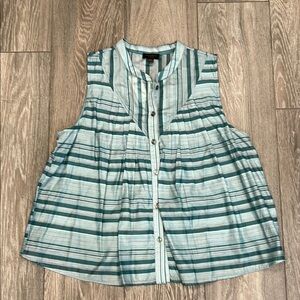 NWT Anthropologie Current Air Turquoise and White Striped Blouse
